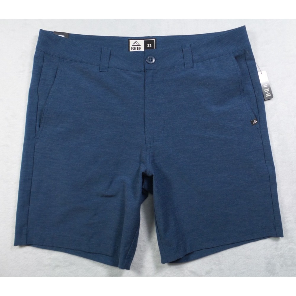 Reef Shorts Mens Size 32 Blue Hybrid Stretch Pockets Wrinkle Resistant NWT